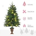 HOMCOM 1.2m 4ft Christmas Tree Entrance Décor 750 Tips Xmas Pre-lit Tree 80 LED with Vase Base - 8