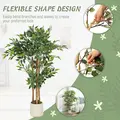 HOMCOM 120cm Artificial Ficus Tree, Fake Potted Tree with Solid Wood Trunk and Pot for Indoor, Green - 6