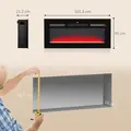 HOMCOM 102cm/40" Electric Fireplace, 2000W Recessed and Wall Mounted Electric Fire with Remote Control, 9 Flame Colour and Crystal, Black - 3