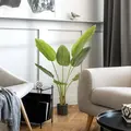 HOMCOM 109cm Artificial Bird of Paradise Plant, Faux Banana Leaf Tree with PEVA Leaves and Flocking, Decorative Palm Tree in Pot for Home Office Decor, Green - 8