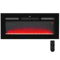 HOMCOM 102cm/40" Electric Fireplace, 2000W Recessed and Wall Mounted Electric Fire with Remote Control, 9 Flame Colour and Crystal, Black - 1