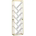 HOMCOM 10 Shelf Modern-Style Bookshelf - Gold Tone/White - 1