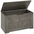 HOMCOM 100L Home Storage Box, with Safety Hinges - Charcoal Grey - 1