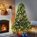 HOMCOM 1.8m 6ft Pre-Lit Artificial Christmas Tree 200 LED Xmas Tree Holiday Décor with Decorative Balls Ornament Metal Stand - 2