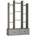 HOMCOM 12 Shelf Storage Unit, with Drawers - Graphite Wood Effect - 1