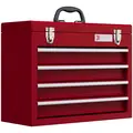 DURHAND Lockable Metal Tool Box, 4 Drawer Tool Chest with Latches, Handle, Ball Bearing Runners, Red - 1