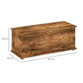 HOMCOM 113L Storage Chest, Storage Box with Flip-Top Lid and 2 Safety Hinges, Storage Trunk for Living Room, Entryway, 100 x 40 x 40 cm, Rustic Brown - 3