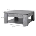 HOMCOM 2 Tier Wood Coffee Table Side Table Bottom Storage Shelf  Simple Modern Living Room Grey Wood Grain - 3