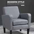 HOMCOM 2 Pieces Modern Armchairs with Rubber Wood Legs, Upholstered Accent Chairs, Single Sofa for Living Room, Bedroom, Grey - 4