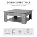 HOMCOM 2 Tier Wood Coffee Table Side Table Bottom Storage Shelf  Simple Modern Living Room Grey Wood Grain - 4