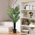 HOMCOM 175cm Artificial Areca Palm Tree with 16 PE Leaves, Decorative Artificial Plant with Plastic Pot and Flocked Soil, Fake Plant for Home Office Decor, Green - 2