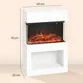 HOMCOM 19" Electric Fireplace with Surround, 3D Flame Effect, 6 Colours & 3 Brightness Levels, 1000W/2000W White Electric Fire and Mantel Reach up to 30㎡ Space with Remote & Timer, 3 Sided View - 3