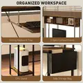 HOMCOM 160cm Reversible L Shaped Desk with Power Outlet, Industrial Corner Desk with Storage Shelves and Keyboard Tray, 240cm Long Computer Desk for 2 Person, Rustic Brown - 6