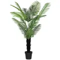 HOMCOM 175cm Artificial Areca Palm Tree with 16 PE Leaves, Decorative Artificial Plant with Plastic Pot and Flocked Soil, Fake Plant for Home Office Decor, Green - 1