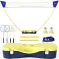 HOMCOM 2.8m Portable Folding Badminton Net Set with 4 Badminton Rackets and 2 Nylon Shuttlecocks, for Adults Kids Indoor Outdoor Exercise Training - 1