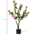 HOMCOM 2 Pieces Decorative Artificial Plants Camellia Flower with Pot, Fake Plant for Home Indoor Outdoor Decor, 95cm, Pink - 3
