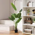 HOMCOM 160cm Tall Artificial Bird of Paradise Plant, Faux Banana Leaf Tree with PEVA Leaves and Flocking, Decorative Palm Tree in Pot for Home Office Decor, Green - 2