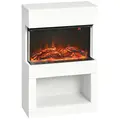 HOMCOM 19" Electric Fireplace with Surround, 3D Flame Effect, 6 Colours & 3 Brightness Levels, 1000W/2000W White Electric Fire and Mantel Reach up to 30㎡ Space with Remote & Timer, 3 Sided View - 1