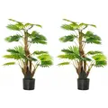 HOMCOM 2 Pack Artificial Plant Palm Tree in Pot, Fake Plants for Home Indoor Outdoor Decor, 135cm, Green - 1