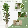 HOMCOM 180cm Artificial Fiddle Leaf Fig Tree - Green - 4