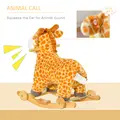 HOMCOM 2 In 1 Kids Todder Rocking Horse Plush Ride On Giraffe Rocker with Wheels Wooden Base Animal Sounds for 3-6 Years - 6