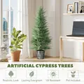 HOMCOM 135cm Artificial Cypress Trees Set of 2, UV Resistant Artificial Plants with Decorative Pot, Fake Plants for Indoor Outdoor Decor, Green - 4
