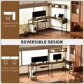 HOMCOM 160cm Reversible L Shaped Desk with Power Outlet, Industrial Corner Desk with Storage Shelves and Keyboard Tray, 240cm Long Computer Desk for 2 Person, Rustic Brown - 5