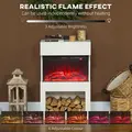 HOMCOM 19" Electric Fireplace with Surround, 3D Flame Effect, 6 Colours & 3 Brightness Levels, 1000W/2000W White Electric Fire and Mantel Reach up to 30㎡ Space with Remote & Timer, 3 Sided View - 4