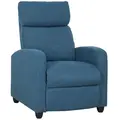 HOMCOM 135° Push Back Recliner Armchair, with Footrest - Blue - 1