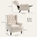 HOMCOM 150° Reclining Vintage Armchair, with footrest - Beige - 3