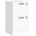 HOMCOM 2 Drawer Filing Cabinet with Lock, Office Storage Cabinet with Adjustable Hanging Bars for A4 Letter Size Files, White - 1