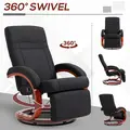 HOMCOM 135° Manual Reclining Swivel Chair, with Footrest - Black - 6
