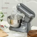 HOMCOM 1300W Kitchen Stand Mixer, with Accessories - Silver - 9