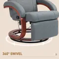 HOMCOM 135° Manual Reclining Swivel Chair, with Footrest - Grey - 6
