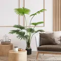 HOMCOM 145cm Artificial Palm Tree, Decorative Artificial Plant with Lifelike PEVA Leaves and Coconut Coir, Fake Tree with Plastic Pot and Flocking for Home Office Decor, Green - 9
