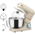 HOMCOM 1300W Kitchen Stand Mixer, with Accessories - Beige - 1