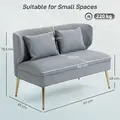 HOMCOM 2 Seater Sofa, Linen-look Fabric Small Sofa with Wing Back, Thick Seat, Metal Legs, Light Grey - 3