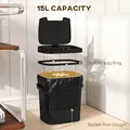 HOMCOM 15L Sensor Bin, Automatic Touchless Kitchen Bin, Easy Clean, Battery Operated for Home Office, Bedroom, Bathroom, Black - 6