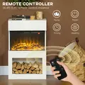 HOMCOM 19" Electric Fireplace with Surround, 3D Flame Effect, 6 Colours & 3 Brightness Levels, 1000W/2000W White Electric Fire and Mantel Reach up to 30㎡ Space with Remote & Timer, 3 Sided View - 7