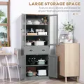 HOMCOM 180cm Tall Kitchen Pantry Cupboard, Freestanding Storage Cabinet with 5 Tier, Adjustable Shelves,  Drawer, Grey - 4