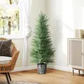 HOMCOM 135cm Artificial Cypress Trees Set of 2, UV Resistant Artificial Plants with Decorative Pot, Fake Plants for Indoor Outdoor Decor, Green - 9