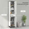 HOMCOM 190cm Slim Bathroom Storage Cabinet - White - 4