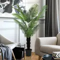 HOMCOM 175cm Artificial Areca Palm Tree with 16 PE Leaves, Decorative Artificial Plant with Plastic Pot and Flocked Soil, Fake Plant for Home Office Decor, Green - 8