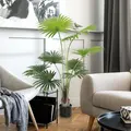 HOMCOM 145cm Artificial Palm Tree, Decorative Artificial Plant with Lifelike PEVA Leaves and Coconut Coir, Fake Tree with Plastic Pot and Flocking for Home Office Decor, Green - 8