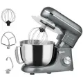 HOMCOM 1300W Kitchen Stand Mixer, with Accessories - Silver - 1
