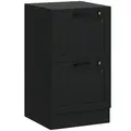HOMCOM 2 Drawer Filing Cabinet with Lock, Office Storage Cabinet with Adjustable Hanging Bars for A4 Letter Size Files, Black - 1