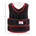 HOMCOM 20kg Weighted Vest, Adjustable Running Weight Vest with 38 Weight Bags for Men or Women Cardio Exercise, Black and Red - 3