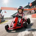 HOMCOM 24V Electric Go Kart for Kids, Drift Ride-On Racing Go Kart with 2 Speeds, for Boys Girls Aged 8-12 Years Old, Red - 2