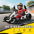 HOMCOM 24V Electric Go Kart for Kids with Adjustable Seat for 6-12 Years, White - 4