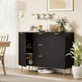 HOMCOM 2-Door Sideboard with 3 Drawers and Adjustable Shelves - Black - 2